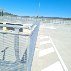 safety barriers and safety line marking in a car park