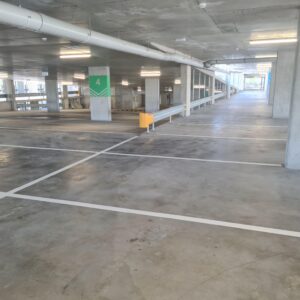 safety barriers and safety line marking in a car park