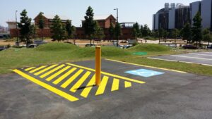 safety bollards installation qld and nsw and linemarking on street parking