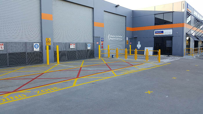 safety bollards in a car park