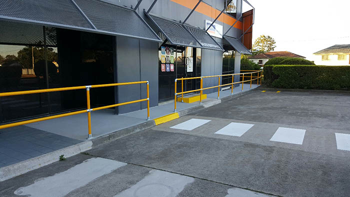 Safety barriers outside a business